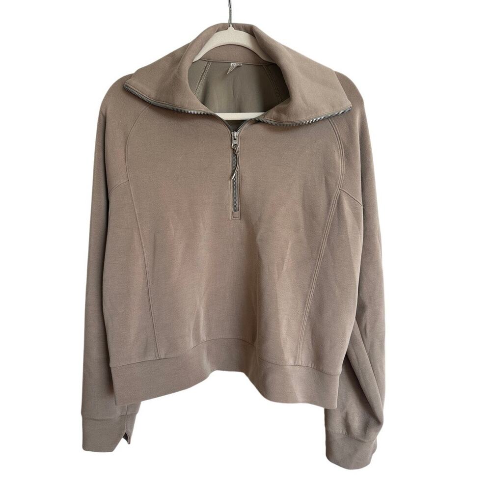 Spanx AirEssentials Half Zip Pullover Taupe Modal Sweatshirt Women's Large